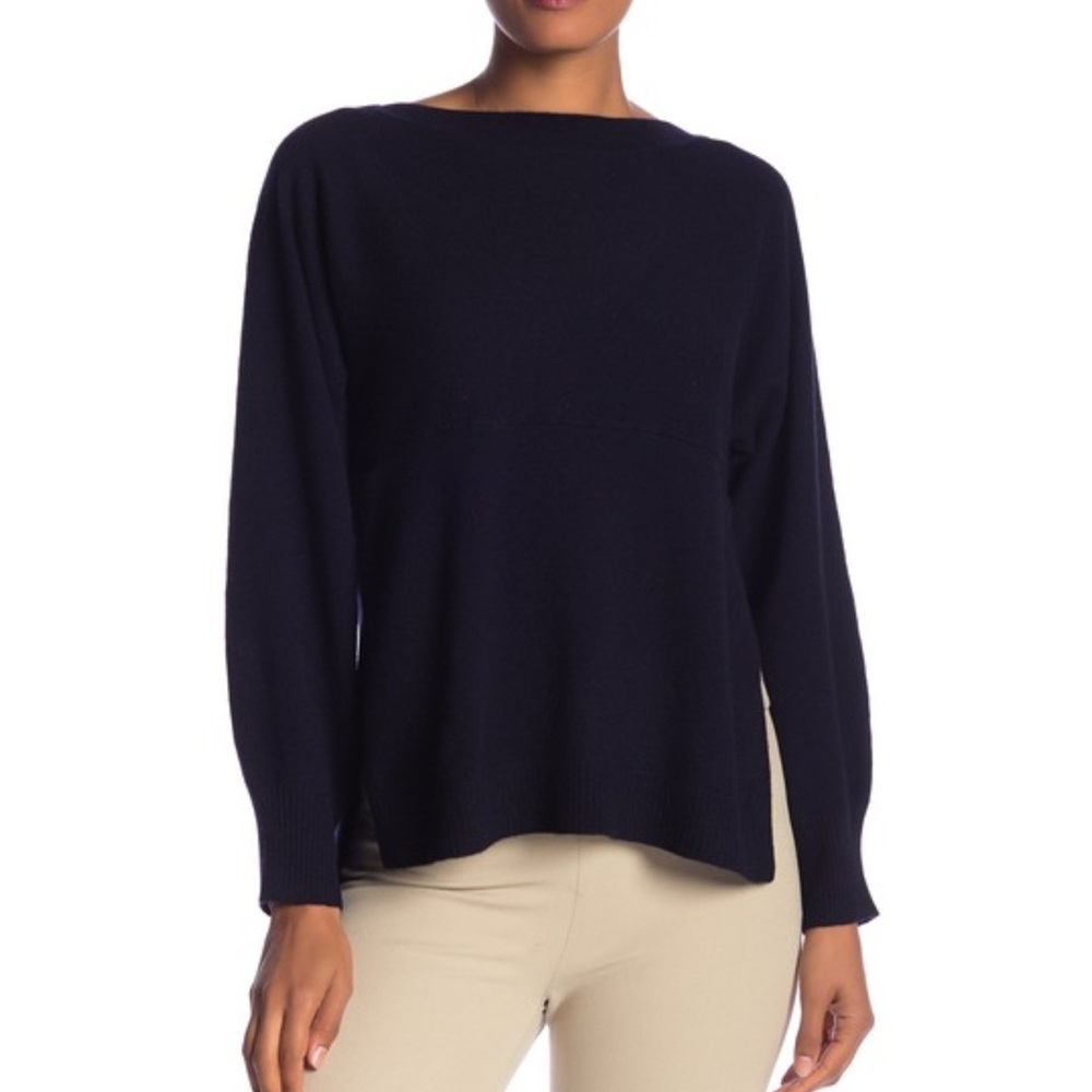 Vince Side Slit Wool & Cashmere Blue Pullover sz M